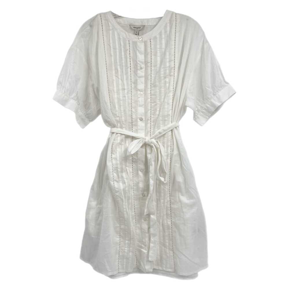 Banana Republic White Pleated Cotton Mini Dress | Size L